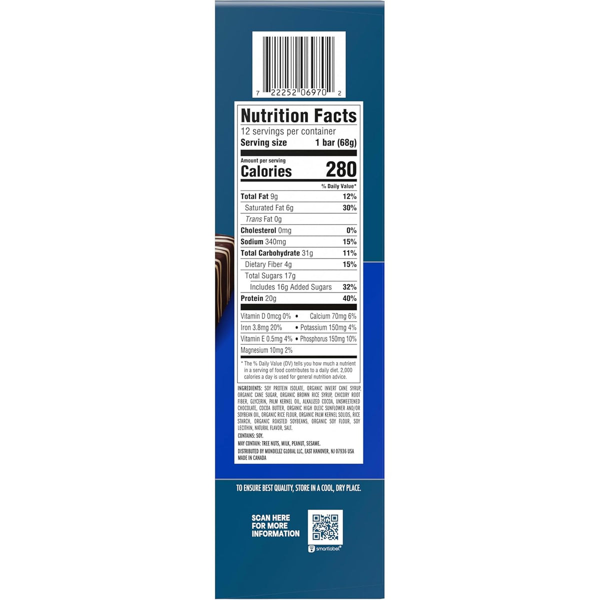 CLIF BUILDERS Protein Bars - OREO-Flavored - 20g Plant Based Protein - Gluten Free - Non-GMO - Low Glycemic - No Artificial Sweeteners - 2.4 oz. (12