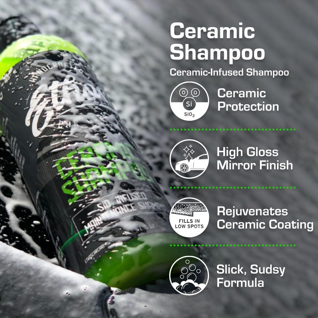 Ceramic Car Shampoo - Slick Car Wash Soap for Ceramic Coatings - pH-Balanced Car Wash Shampoo - Adds Hydrophobic Protection | Enhances Coatings