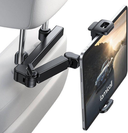 Lamicall Car Headrest Tablet Holder - [3 in 1 Extension Arm] Adjustable Tablet Car Mount for Back Seat, Road Trip Essentials for Kids, for 4.7-11"