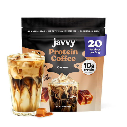 Caramel Protein Iced Coffee - Premium Whey Protein & Instant Iced Coffees - 100% Natural Cold Brew - Zero Artificial Flavors & Sweeteners, 80 mg