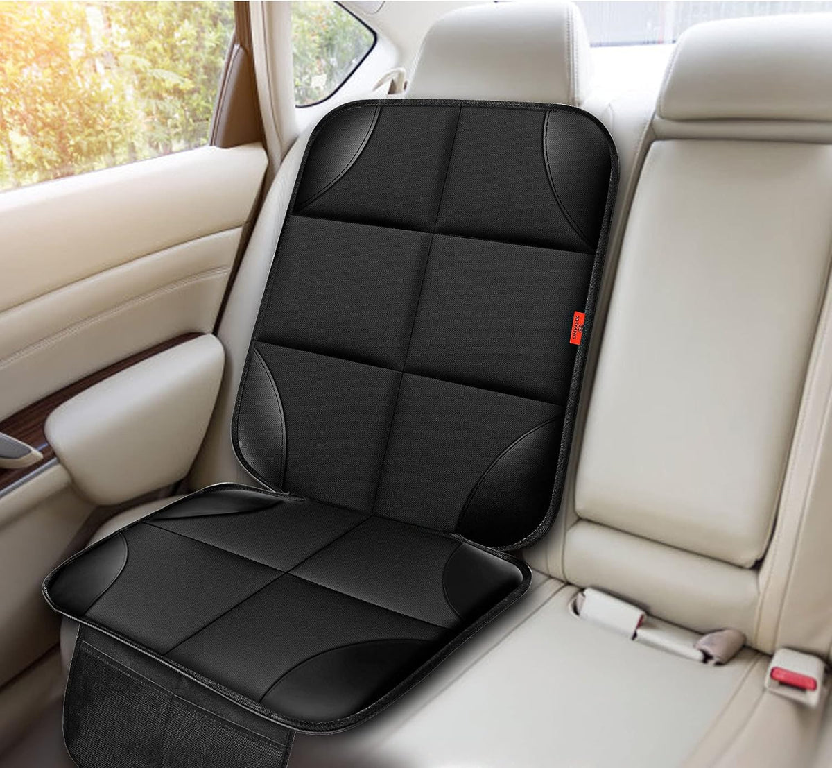 Car Seat Protector 1 Pack Car Seat Cushion Mat Thickest Padding,Waterproof 600D Fabric Car Seat Covers for Non-Slip Backing Mesh Pockets for Baby and