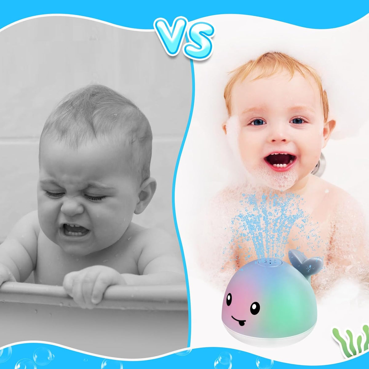 Baby Bath Toys, Toddler Bath Toys for Kids Ages 1-3, Stocking Stuffers 1 2 3 Year Boy Girl Gifts, Infant Baby Toy 6-12-18 Months, Light Up Whale Bath