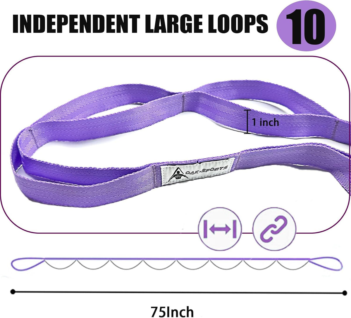 Stretching Strap Yoga Strap with Loops, Stretch Straps for Physical Therapy, Non-Elastic Exercise Strap for Pilates, Dance and Gymnastics with