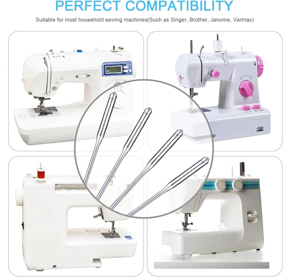 Sewing Machine Needles, 50 PCS Universal Sewing Machine Needle, Compatible with Singer, Brother, Janome, Varmax, Sizes HAX1 65/9, 75/11, 90/14