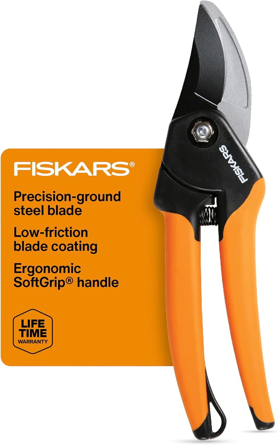 Fiskars Bypass Pruning Shears, 5/8-Inch Cut Capacity SoftGrip Hand Pruner for Small Hands, Blade Stays Sharp Through Heavy Use with Rust Resistant