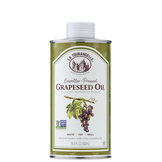 La Tourangelle, Expeller-Pressed Grapeseed Oil, High Heat Neutral Cooking Oil, Cast Iron Seasoning, Also Great for Skin, Hair, and DIY Beauty