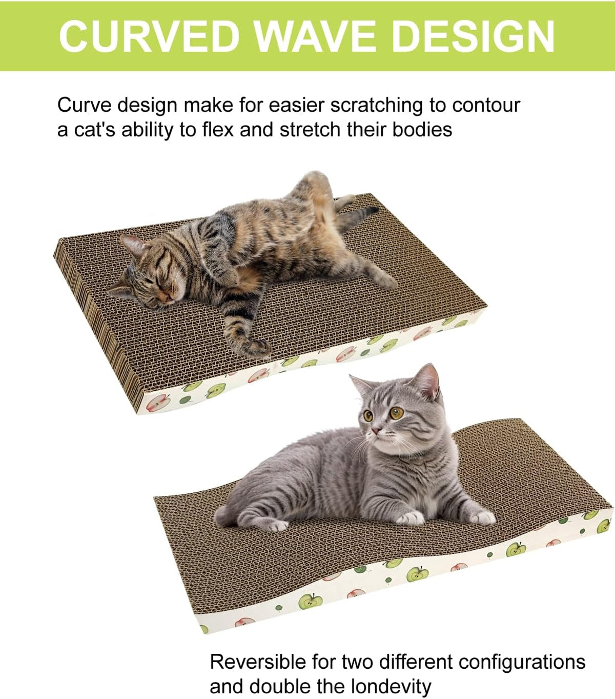 Cat Scratching Board, Corrugate Cat Scratcher for Indoor Cats with Catnip, Cat Scratch Pad with Premium Scratch Textures Design, Cardboard Cat