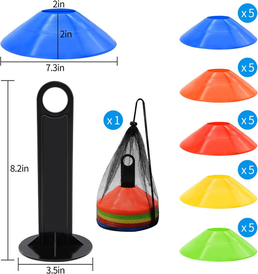 25/50/100pcs Disc Cones, Agility Soccer Cones with Carry Bag and Holder, Soccer Cones for Sports Training, Football, Soccer, Basketball, Coaching