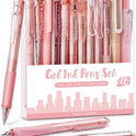 Four Candies Rose Series Gel Pens, Cute Writing Pens with Black & Pink Ink, 0.5 mm Smooth Fine Point, School Office Supplies Girly Stationery
