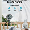 Gaiatop Mini Portable Stroller Fan, Battery Operated Small Clip on, Detachable 3 Speed Rechargeable, 360° Rotate Flexible Tripod Better Cooling for
