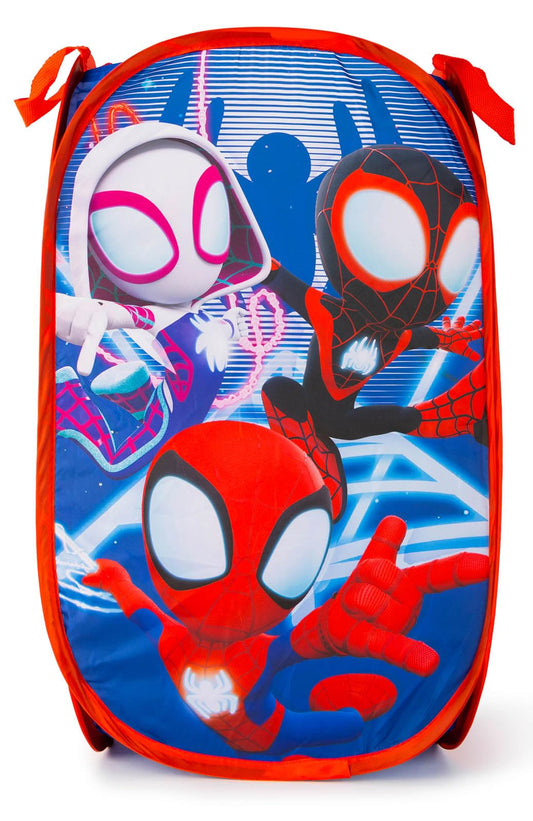 Jay Franco Marvel Spidey & His Amazing Friends Pop Up Hamper - Ghost Spider and Miles Morales Mesh Laundry Basket/Bag with Durable Handles - Storage