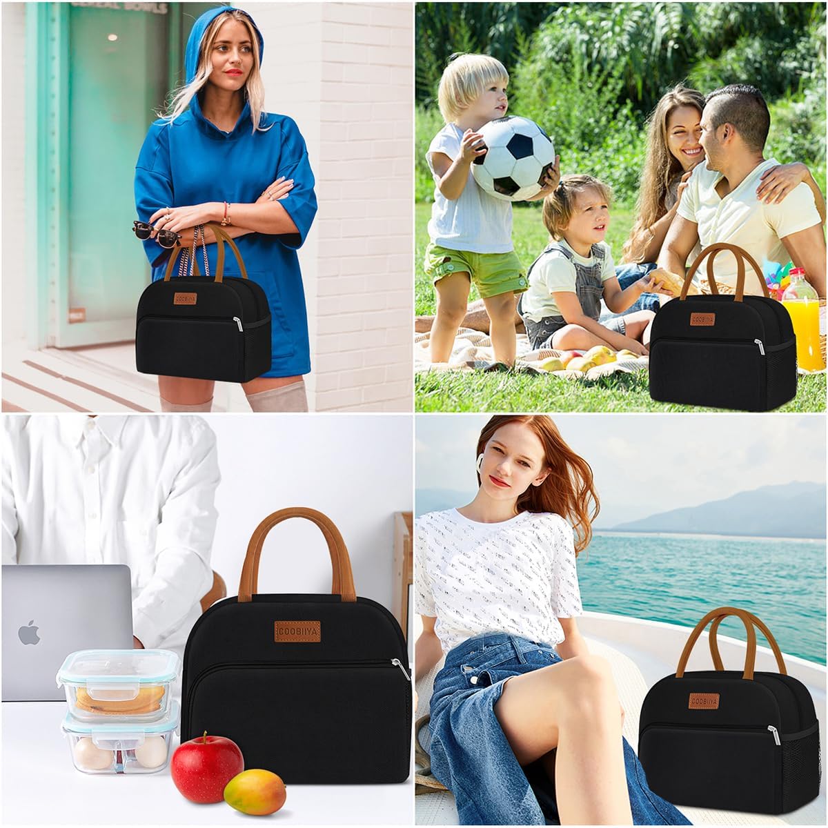 Coobiiya Lunch Box Lunch Bag for Women Adults Men, Reusable Cute Lunch Pail bag - Leakproof, Insulated Lunch Box Tote with Large Capacity, Cooler