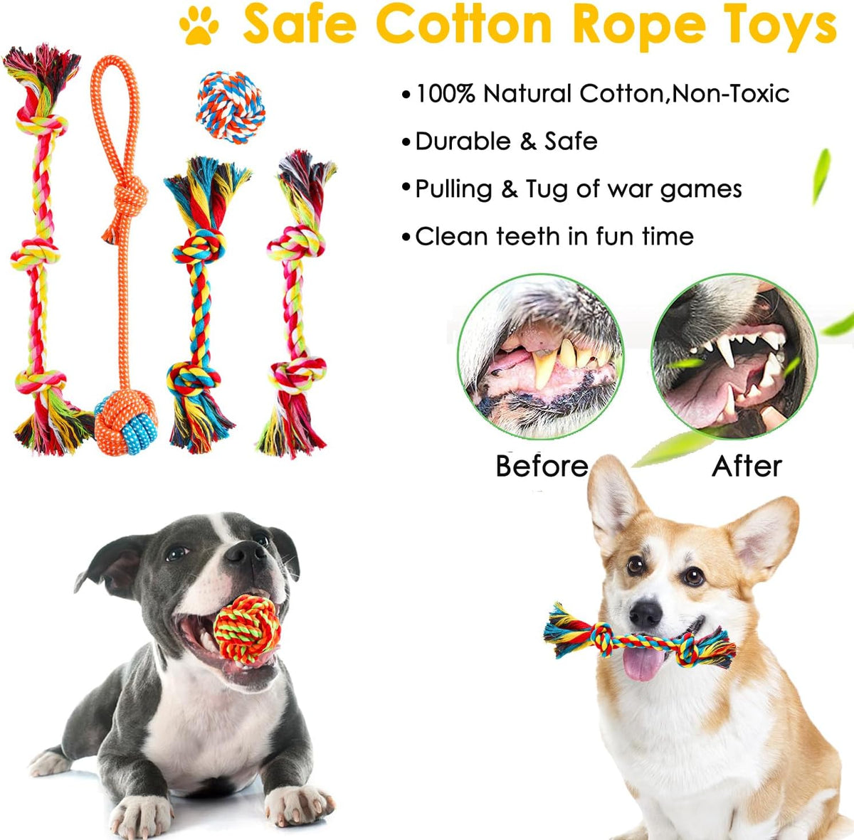 Dog Toys 25 Pack for Fun and Teeth Cleaning, Puppy Chew Toys Pack with Squeak Plush Toy,Squeaky Toy Balls,Tug of War and Rope Toys for Puppy to Small
