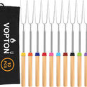10 Pcs Marshmallow Roasting Sticks for Fire Pit Long 32Inch, Smores Sticks Skewers, Smores Kit for Fire Pit, Premium Telescoping Hot Dog Roasting