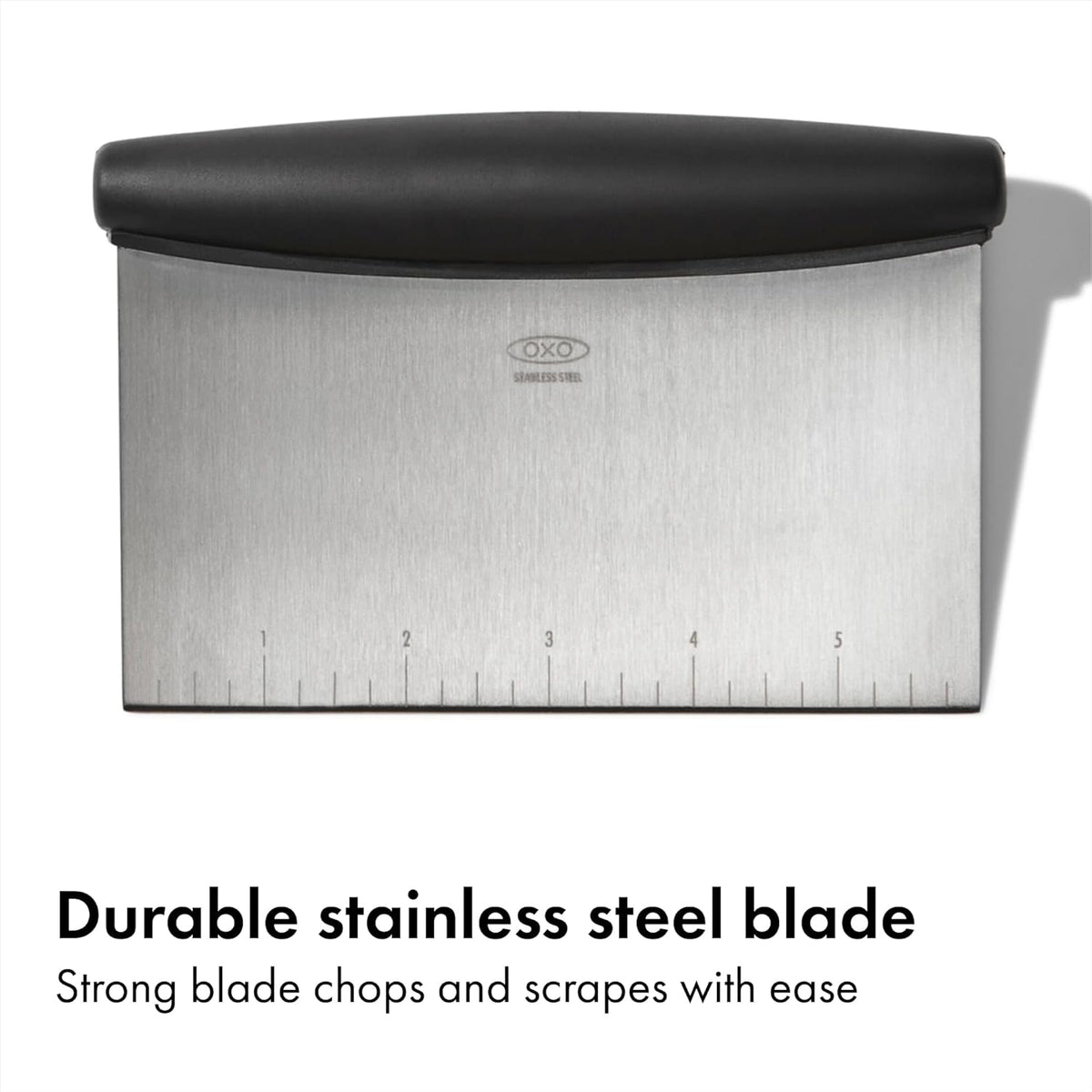 OXO Good Grips Stainless Steel Multi-Purpose Scraper & Chopper, Dough Cutter for Pizza, Bread and Cookie Dough, Multi-Purpose Vegetable Chopper