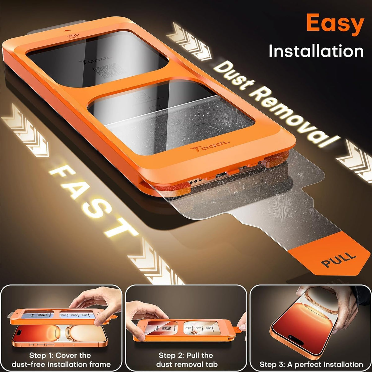 TOCOL for iPhone 17 Pro Max Screen Protector/iPhone 16 Pro Max Screen Protector 6.9-Inch Instant Installation Tempered Glass HD Clear Full Coverage