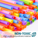 100PCS Flexible Plastic Straws, Colorful Disposable Bendy Party Fancy Straws12.8inch Extra Long Straws Party Decorations