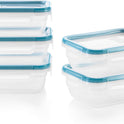 Snapware Total Solution 5-Pack (3-Cup) Plastic Food Storage Containers Set, Leakproof & Airtight Locking Lids Rectangular Tupperware, Non-Toxic