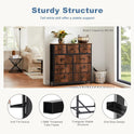 DUMOS Dresser for Bedroom, Storage Organizer with 9 Drawers, Chest of Drawers with Fabric Bins, Sturdy Metal Frame, Wood Tabletop for Guest Room