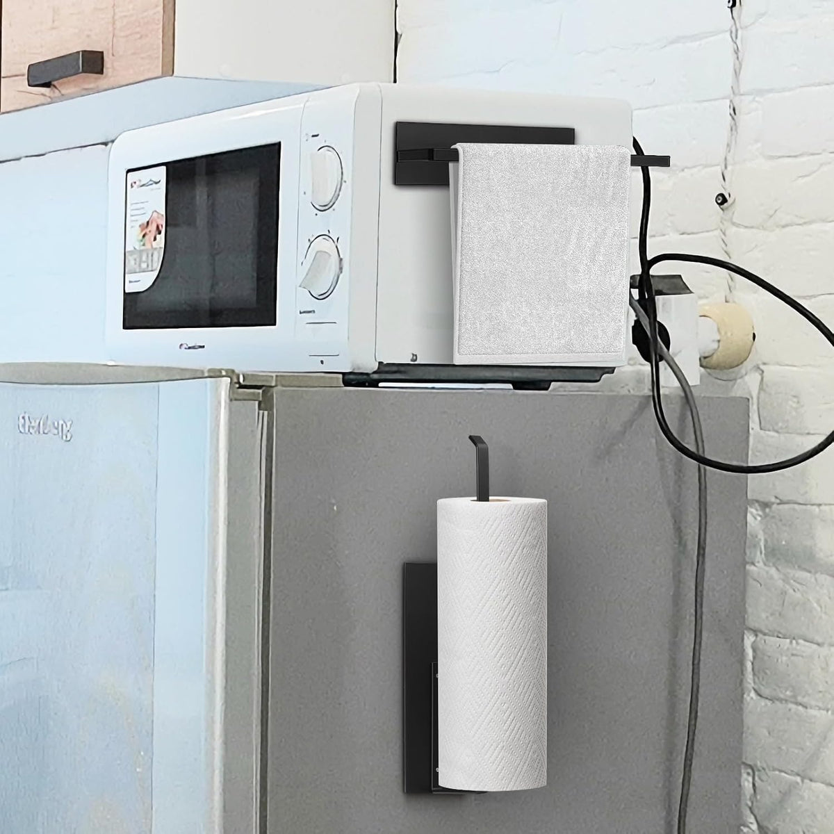 Paper Towel Holder, Magnetic Paper Towel Holder for Fridge, Toilet Paper Roll Holder Magnet Towel Rack Wall Mount Fridge Organizer for Paper Towels