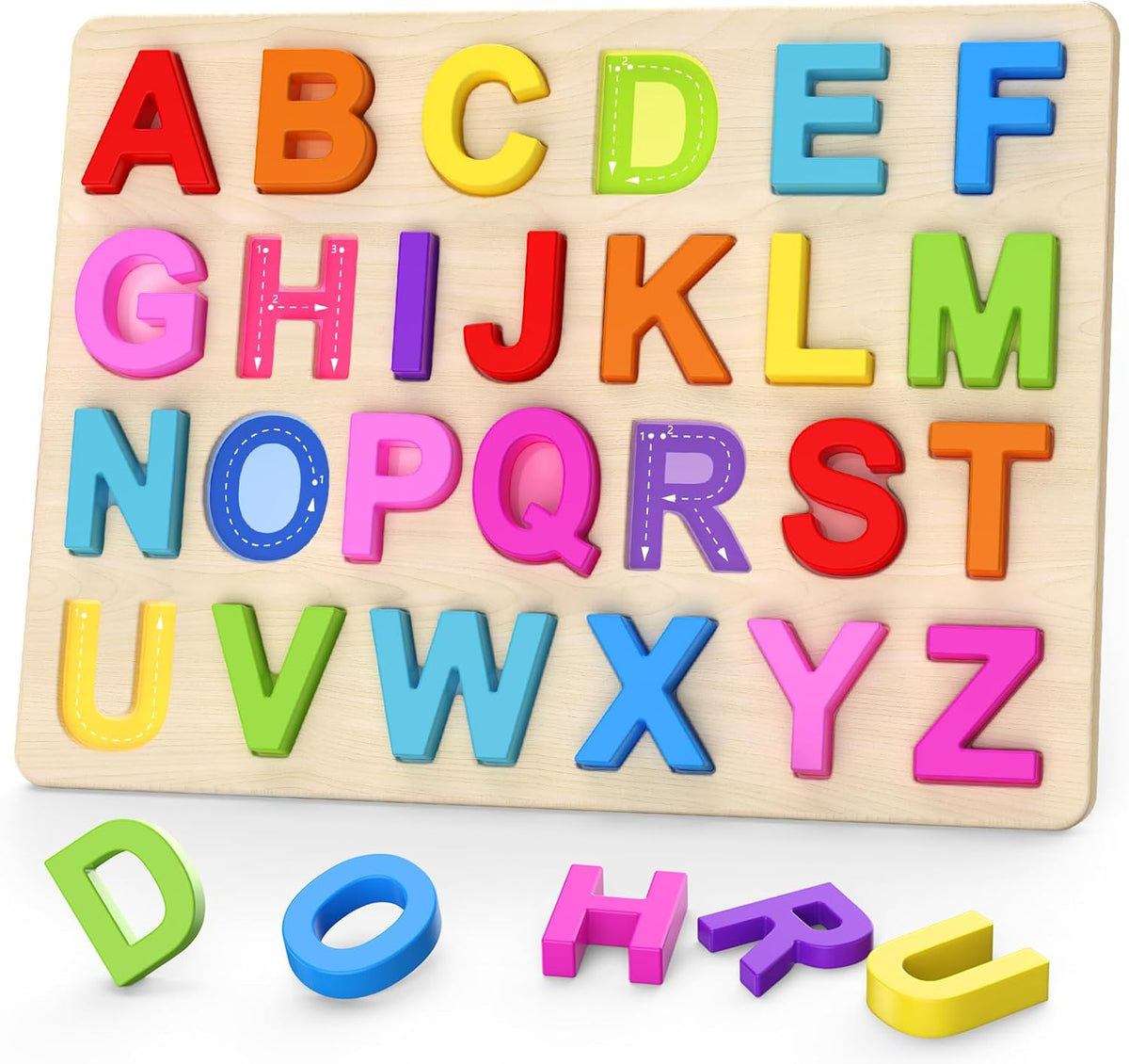 Alphabet Puzzles, Wooden Puzzles for Toddlers, ABC Shape Puzzles for Kids, Preschool Learning Activities, Gift for Girls Boys