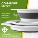 Collapsible Colanders (3 Pack Set) Food Strainers with Over-Sink Water Draining Base for Pasta Fruits and Vegetables (Patent Pending) White (3 Sizes