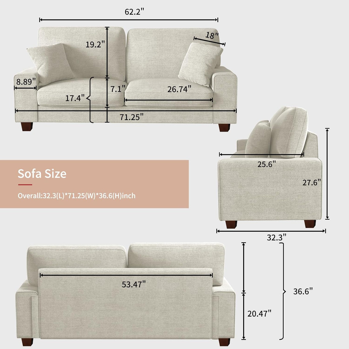 DOPEDIO Modern Loveseat Sofa for Living Room,Chenille Recliner, Removable Cover, Spring Cushions, Solid Wood Frame, Easy Assembly for Small Spaces
