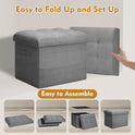 Storage Ottoman with Extra Thick Foam Padded Seat, Foldable Foot Rest Stool with Linen Fabric, 43L Ottoman with Storage Bench for Bedroom Living