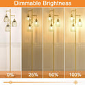 Dimmable Floor Lamp, Industrial Floor Lamps for Living Room, Gold Tree Lamp Standing Lamp Tall Lamps with 3 Elegant Teardrop Cage Head & 800 Lumens