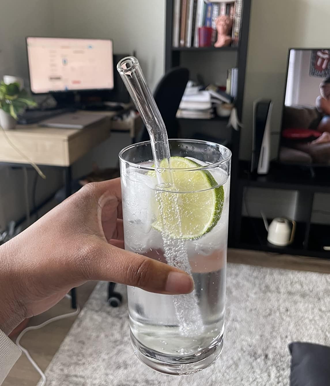 Piteno® 16-Pack Reusable Glass Straws Set, Clear Glass Drinking Straws, 8.5''x10MM, Set of 6 Straight and 6 Bent with 4 Cleaning Brushes, Perfect for