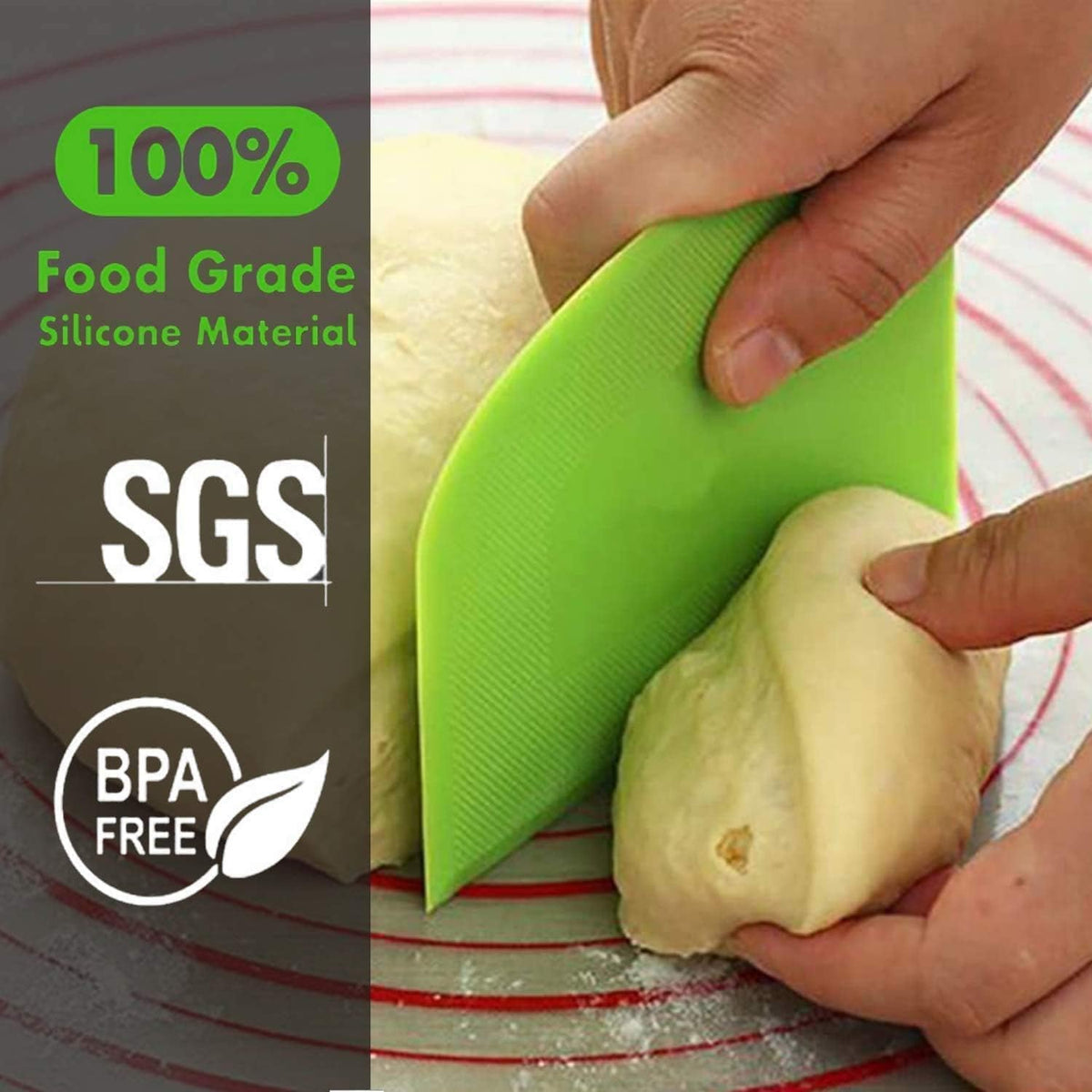 SURDOCA Dough Scraper Bench Scraper - 3P 4.7x3.7" Plastic Flexible Bowl Scraper, Sharp Edge & Angles Cake Scraper. Non-Slip Bakeware Decorating Tools