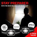 GearLight 2Pack LED Headlamp - Outdoor Camping Head Lamps with Adjustable Headband - Lightweight Battery Powered Bright Flashlight Headlight with 7