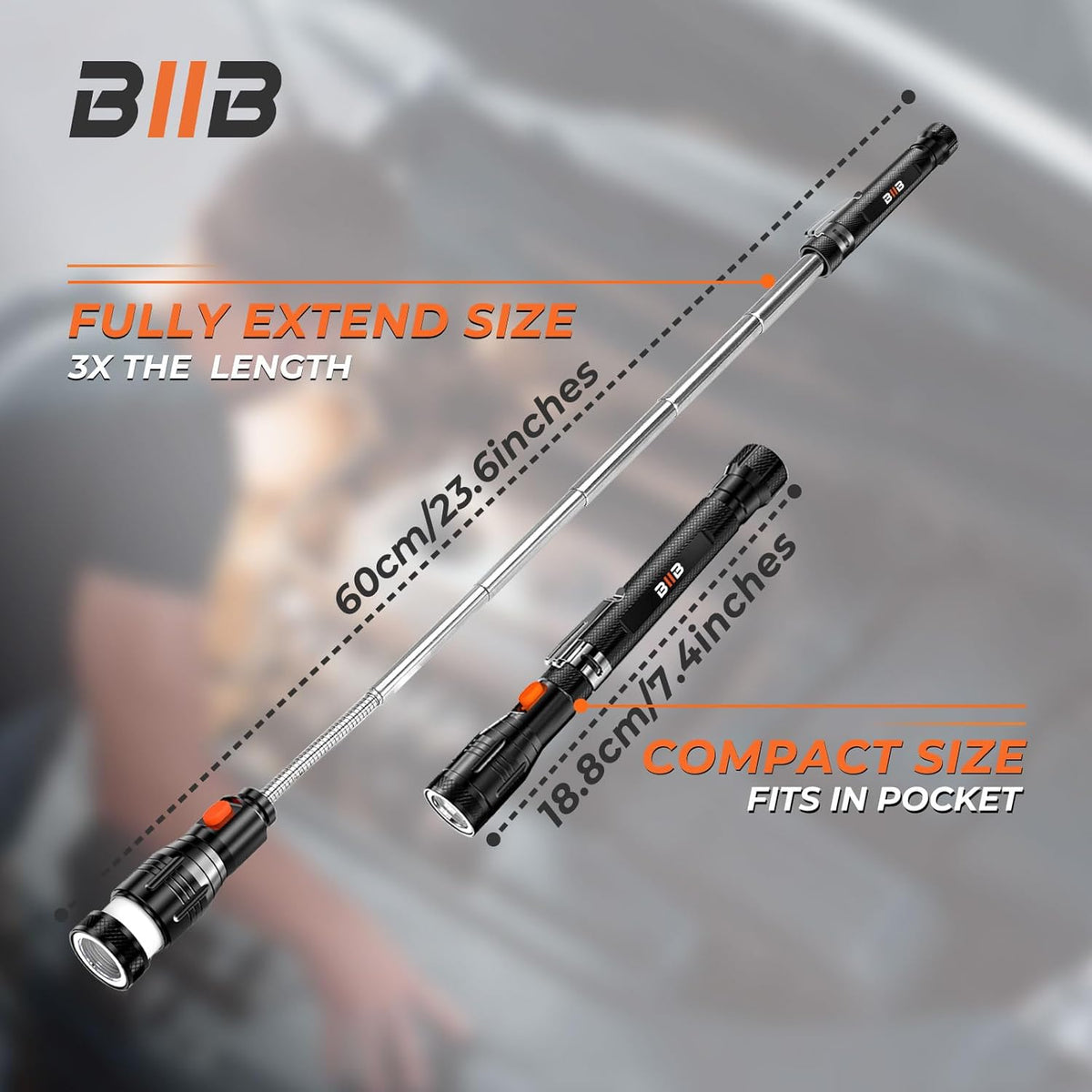 BIIB Stocking Stuffers for Men Adults, Gifts for Men LED Telescoping Magnetic Pickup Tools, Mens Gifts for Dad Him Boyfriend, White Elephant Gifts