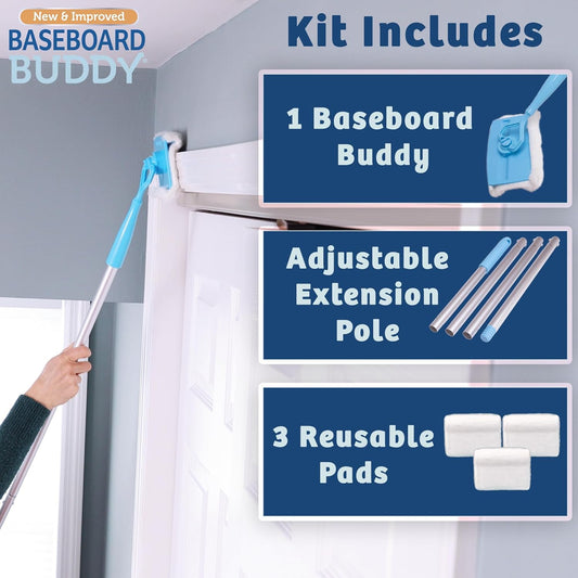 Baseboard Buddy | Lightweight Home Cleaning Essential, Perfect for Baseboards, Moldings & Walls, Glide & Wipe Trapping & Locking Dirt & Dust | As