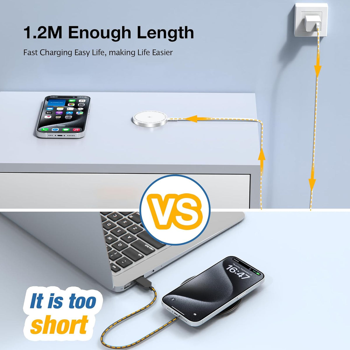 for MagSafe Charger: Magnetic Wireless Charging Pad for iPhone 17 16 15 14 13 12 Series & AirPods 4-2 Pro, Strong Magnet, Aluminum Alloy, USB-C/A