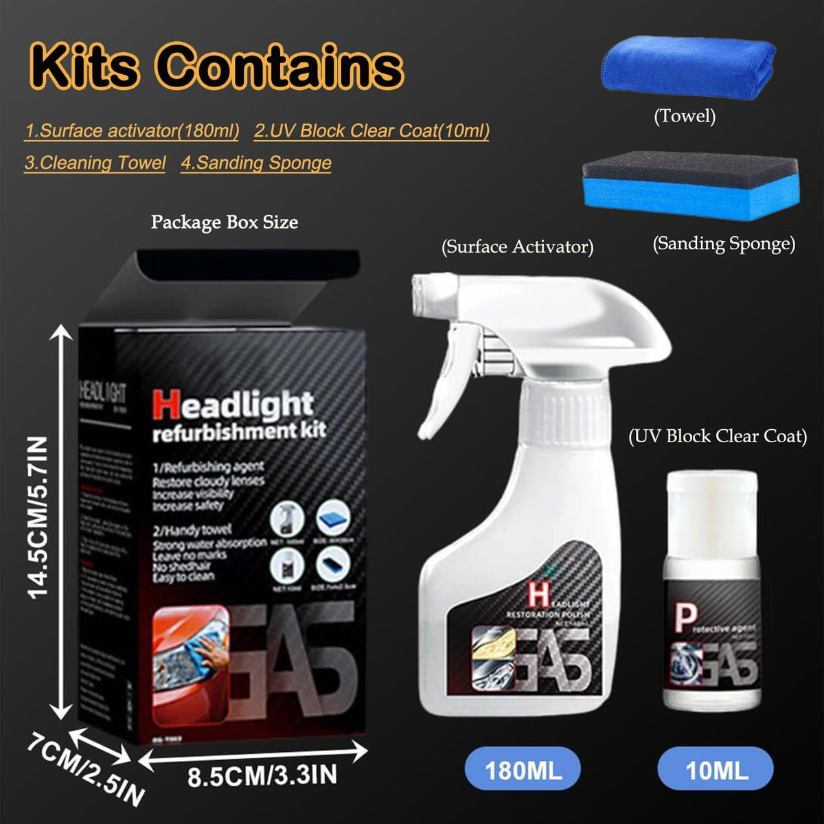 Car Headlight Restoration Polishing Kits Headlamp Repair Kits Car Light Polisher Cleaning Kits Ceramic Coating Spray Shiny Stuff Headlight