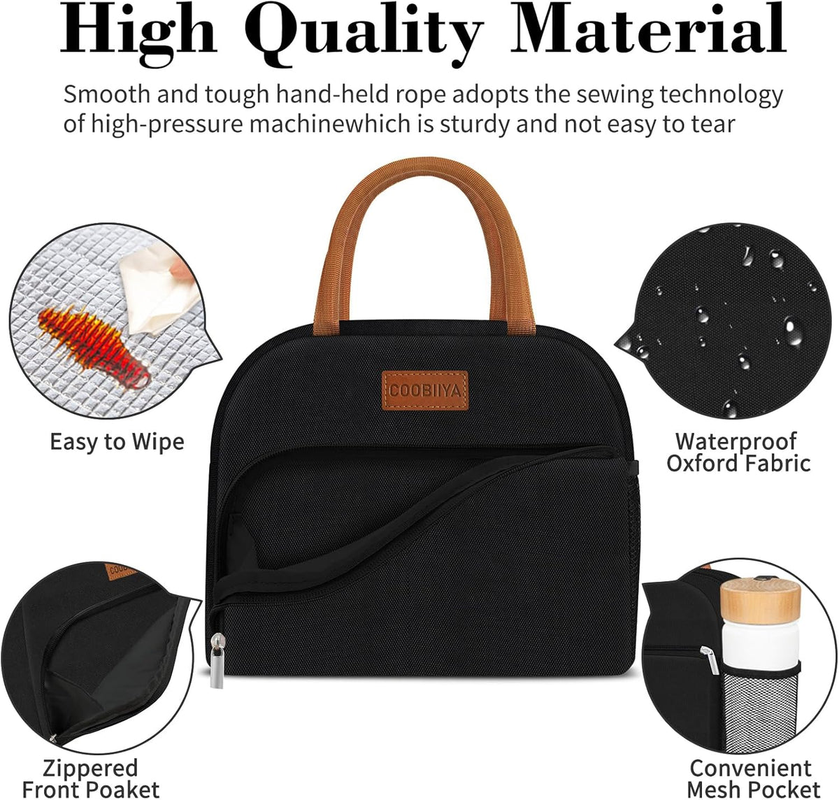 Coobiiya Lunch Box Lunch Bag for Women Adults Men, Reusable Cute Lunch Pail bag - Leakproof, Insulated Lunch Box Tote with Large Capacity, Cooler