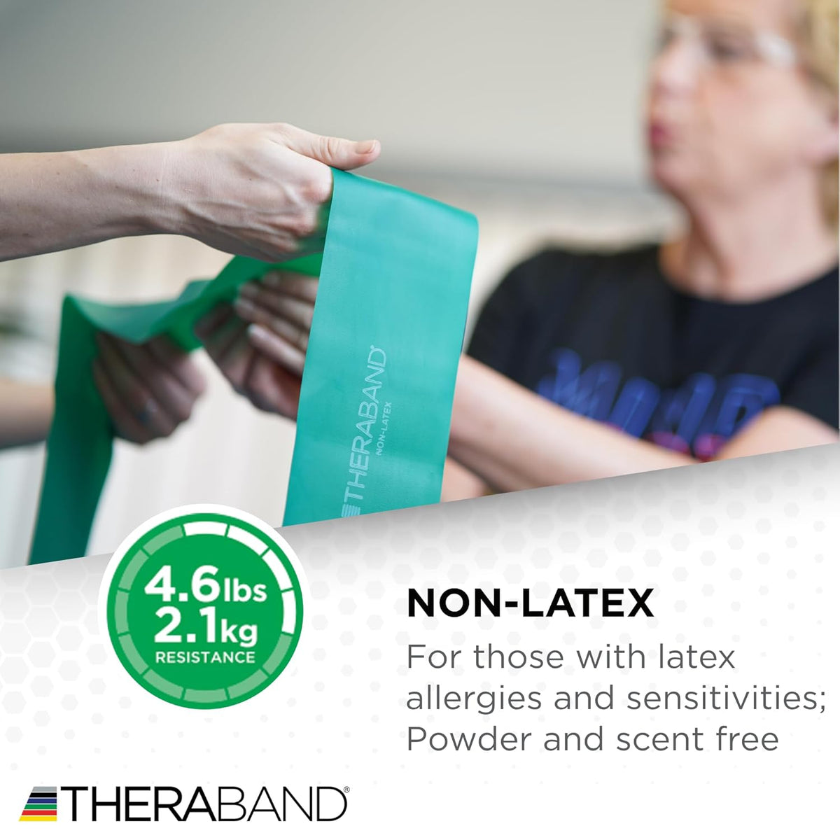 THERABAND Resistance Bands Set, Beginner Kit, Yellow, Red, Green, Non-Latex Elastic Bands for Exercise & Physical Therapy, Strength Training Bands
