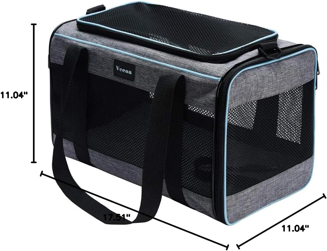 Vceoa 17.5x11x11 Inches Cat, Dog Carrier for Pets Up to 16 Lbs, Soft-Sided Cat Bag Animal Carriers Travel Puppy Carry As a Toy of Fabric Pet Home