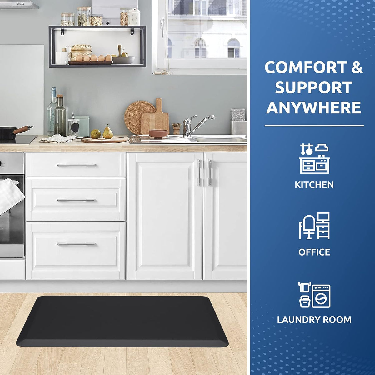 KitchenClouds Kitchen Mat Cushioned Anti Fatigue Rug 17.3"x28" Waterproof, Non Slip, Standing and Comfort Desk/Floor Mats for House Sink Office