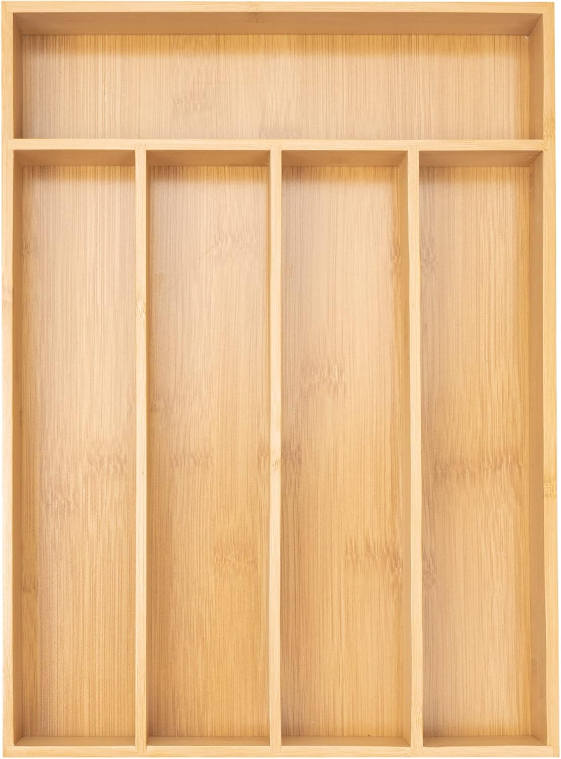 Silverware Organizer Kitchen Drawer Organizer Utensil Organizer Bamboo Silverware Holder Cutlery Organizer in Drawer Flatware Organizer Tray(5 slots