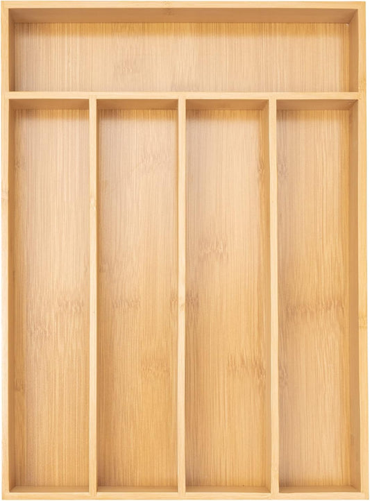 Silverware Organizer Kitchen Drawer Organizer Utensil Organizer Bamboo Silverware Holder Cutlery Organizer in Drawer Flatware Organizer Tray(5 slots