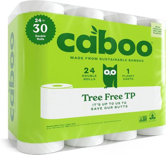 Caboo Tree Free Toilet Paper, Septic Safe Toilet Tissue, Non Toxic, Chemical Free, Non Toxic, 2 Ply Bathroom Toilet Paper | Pack of 24 Double Rolls