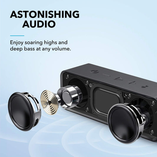 Anker Soundcore Upgraded Bluetooth Speaker with IPX5 Waterproof, Stereo Sound, 24H Playtime, Portable Wireless Speaker for iPhone, Samsung and More