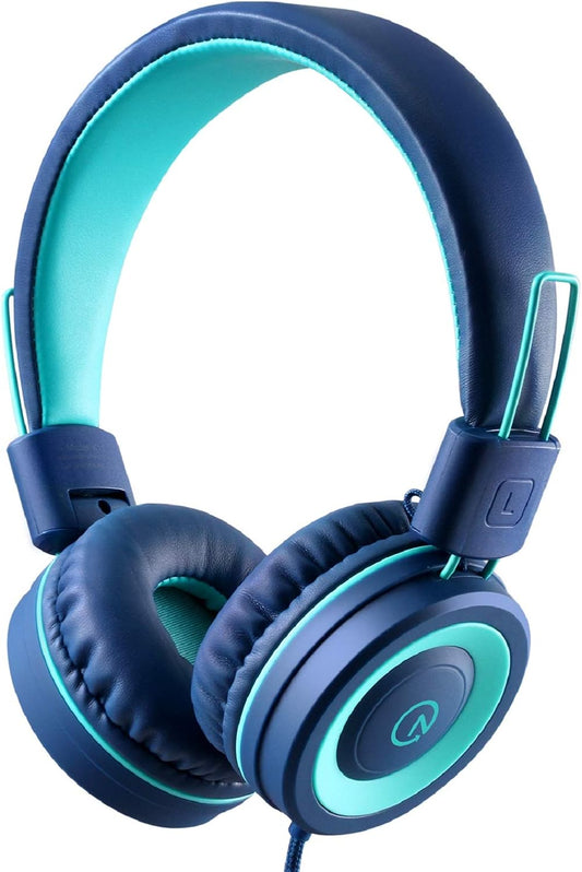 Kids Headphones - noot products K11 Foldable Stereo Tangle-Free 3.5mm Jack Wired Cord On-Ear Headset for