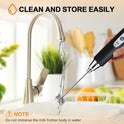 YUSWKO Black Handheld Milk Frother Wand for Coffee, Rechargeable Electric Whisk with 3 Heads 3 Speeds Drink Mixer Coffee Frother For Latte