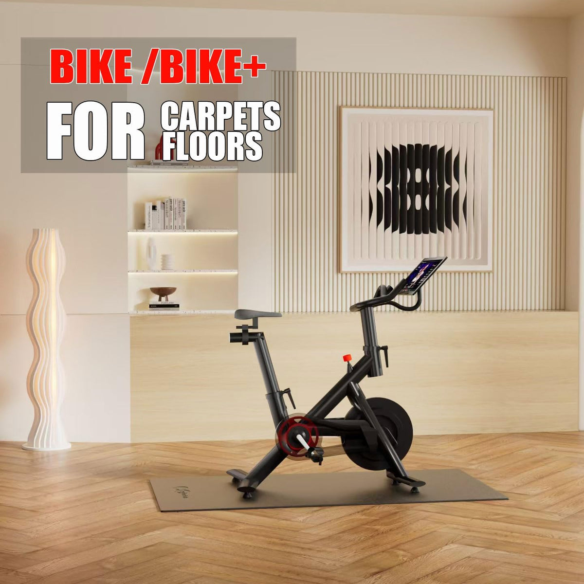 Bike Mat Compatible with Peloton Bike,Elliptical,Treadmill Mat, 6mm Thick, Under Exercise Bike Trainer Pad for Indoor Stationary Spin Bike Gym