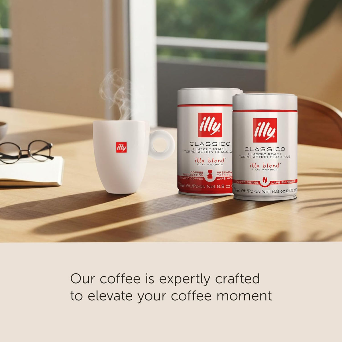 Illy Classico Whole Bean Coffee, Medium Roast, Classic Roast With Notes Of Caramel, Orange Blossom And Jasmine, 100% Arabica Coffee, No