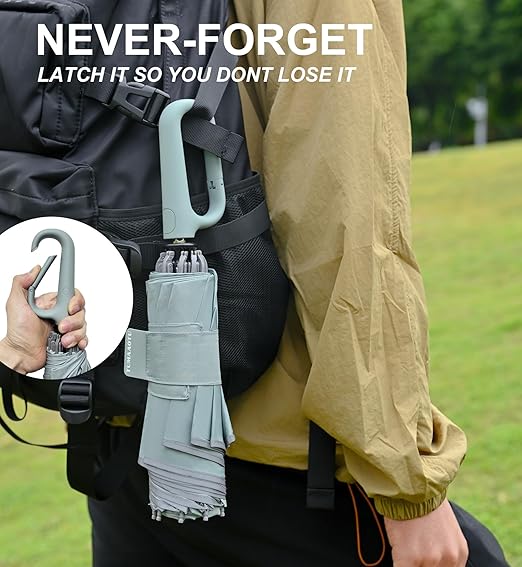 QWB TUMAAOTU Inverted Umbrella with Carabiner Handle, Compact Wind Proof Umbrellas For Rain and Sun Protection, Portable Reverse Folding Umbrella