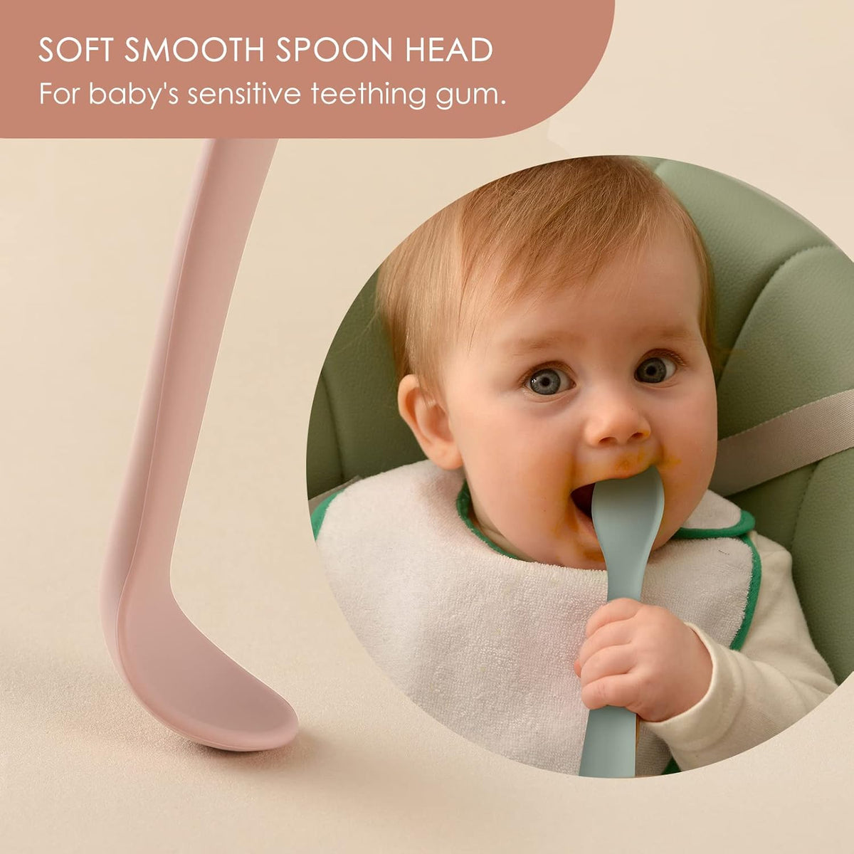 6-Piece Silicone Baby Feeding Spoons, First Stage Infant Spoons, Soft-Tip Easy on Gums I Baby Training Spoon | Infant Utensils Feeding Supplies